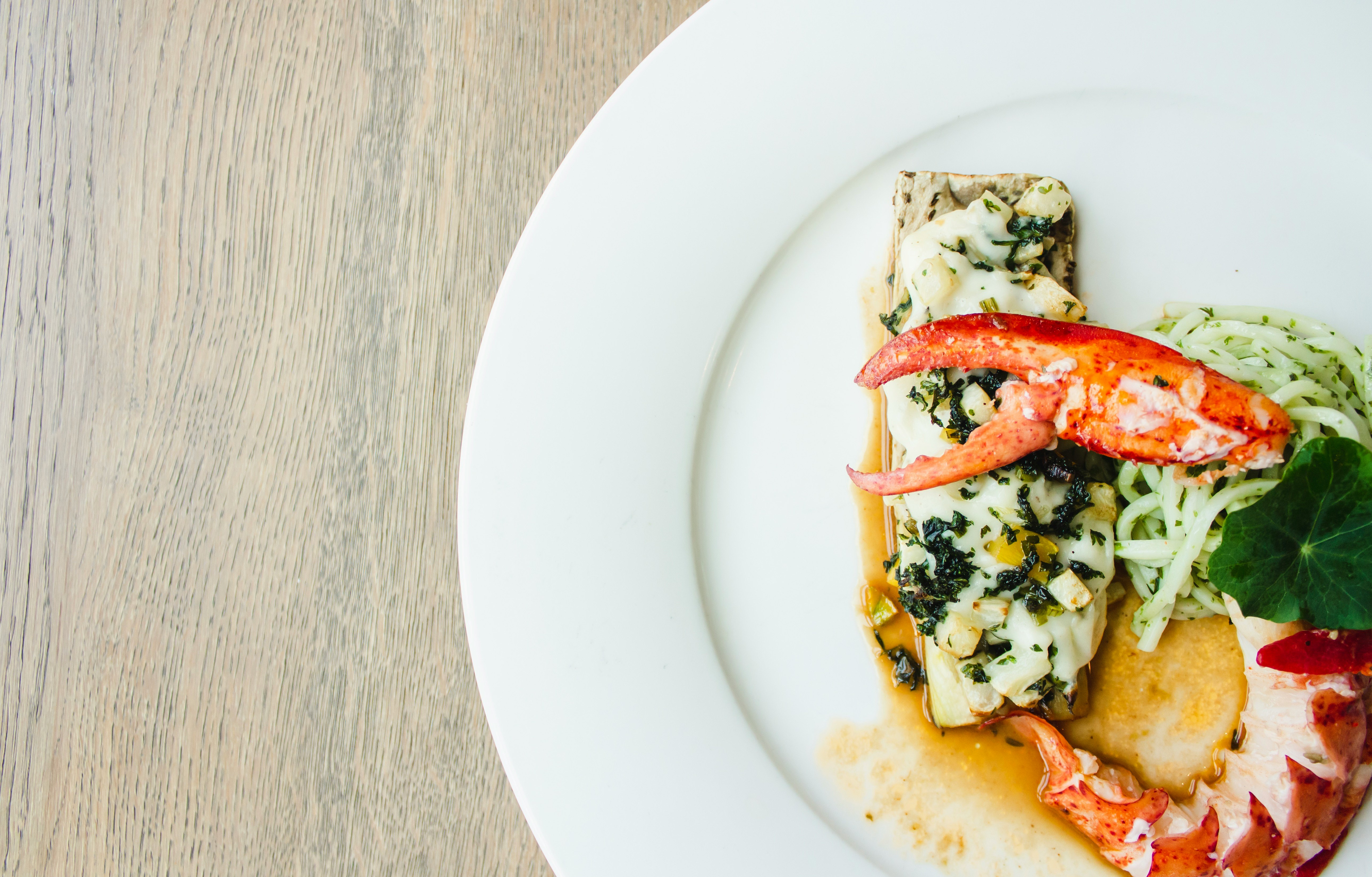 shrimp dish on white ceramic plate